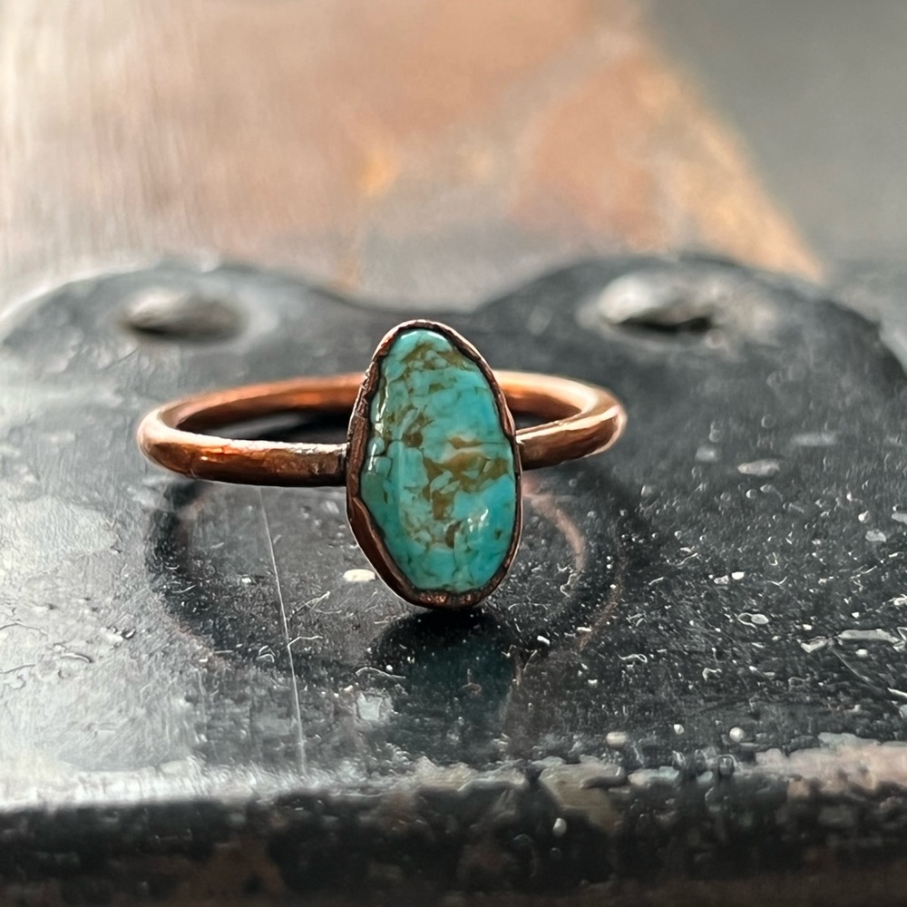 Turquoise copper ring Size 6 - Picture 7 of 9